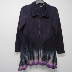 Art of Cloth Small Adi Jacket Full Zip Textured Nubby Knit Tie Dye Lagenlook